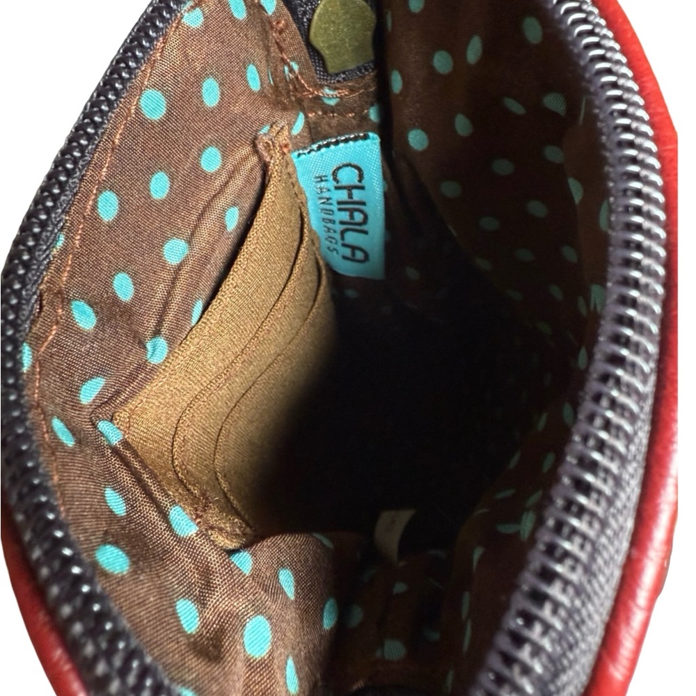 Chala Crossbody Phone Purse – Dog Appliqué, Red Faux Leather | Like New - Picture 5 of 7
